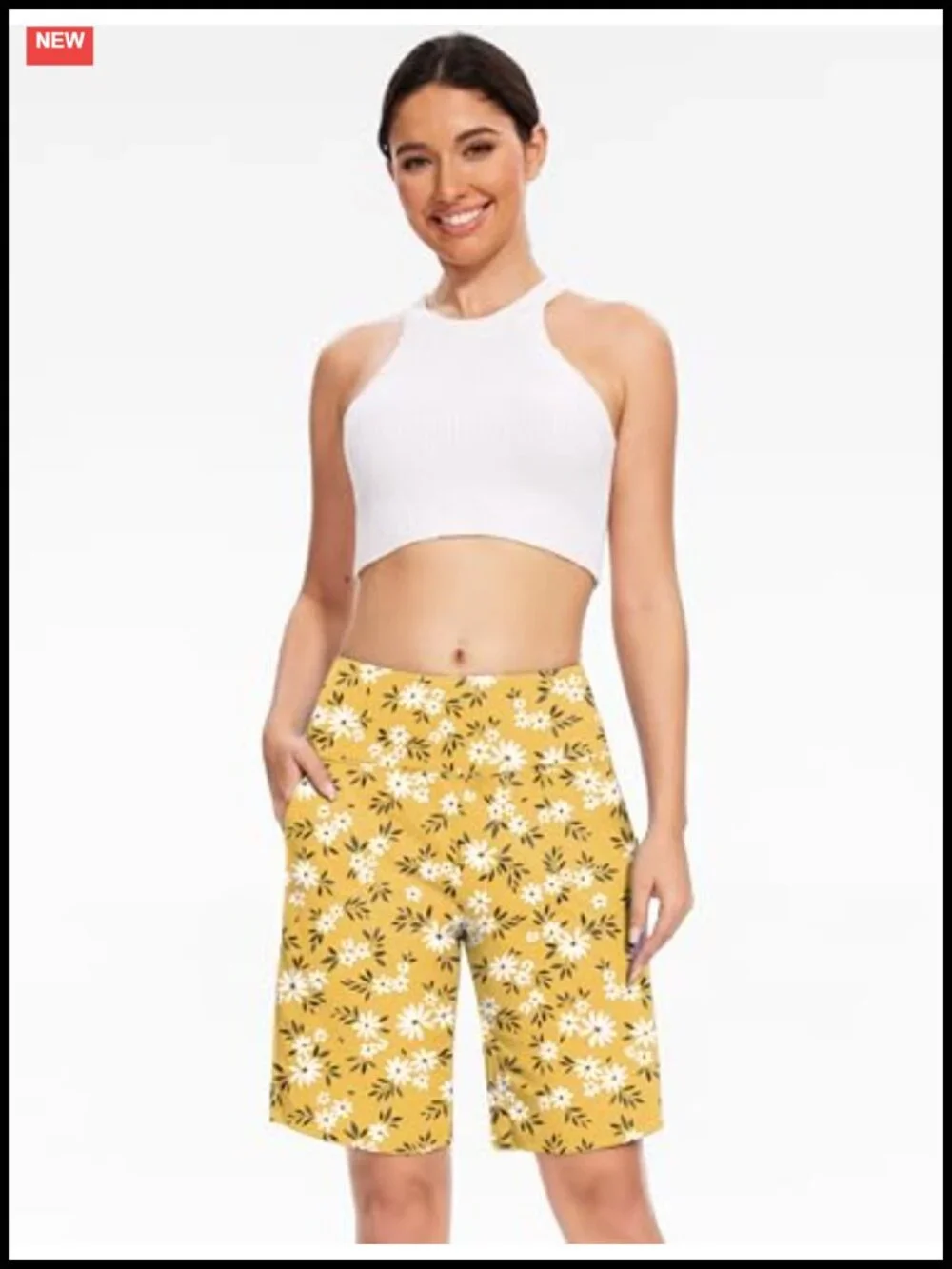 Women's High Waisted Bermuda Shorts with Pockets 9